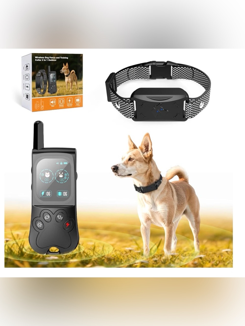 Black Rechargeable Dog Training Collar with Remote